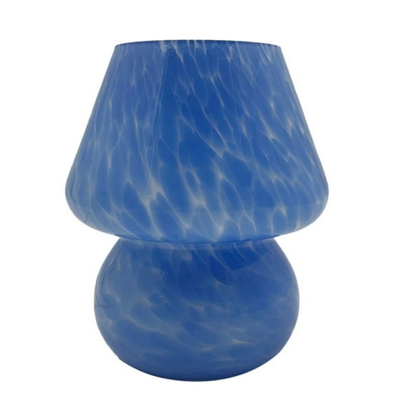 Mushroom Table Lamp Small Bedside Table Glass Lamp Translucent Glass Desk Lamp for Living Room US Plug Colorful Blue