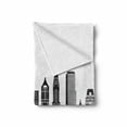 thumbnail image 2 of City Soft Flannel Fleece Throw Blanket, Monochromatic Simple Design New York Skyline Statue of Liberty Print, Cozy Plush for Indoor and Outdoor Use, 70" x 90", Charcoal Grey and White, by Ambesonne, 2 of 6
