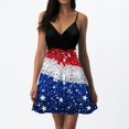 thumbnail image 4 of Women's Casual Square Neck Dress, Sleeveless Summer Sundress with Elastic Waist and Patriotic Print, Comfortable Holiday Apparel,Royal Blue M, 4 of 5