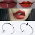 thumbnail image 2 of K-KED Women Lips Rings Nose Ring Piercing Clip mouth Ring Fake Piercing Body Clip H:yq-Silver 1.0*8mm, 2 of 7