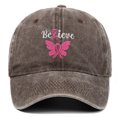 thumbnail image 2 of AJGRHE Unisex Cancer International Publicity Day Ribbon Embroidered Baseball Hats Outdoor Sports Hop Adjustable Denim Cap Coffee One Size, 2 of 4