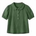 thumbnail image 5 of DailyChi Summer Sales Under $ 5 Women Linen Doll Collar Shirt Puff Sleeve Blouse Short Sleeve Loose Casual Summer Top, 5 of 9