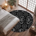 thumbnail image 3 of Black White Paisley Area Rug, Abstract Flower Washable Large Circle Carpet, Non Slip Round Rug for Living Room/Bedroom/Dining Room/Home Office/Dorm, 3 of 9
