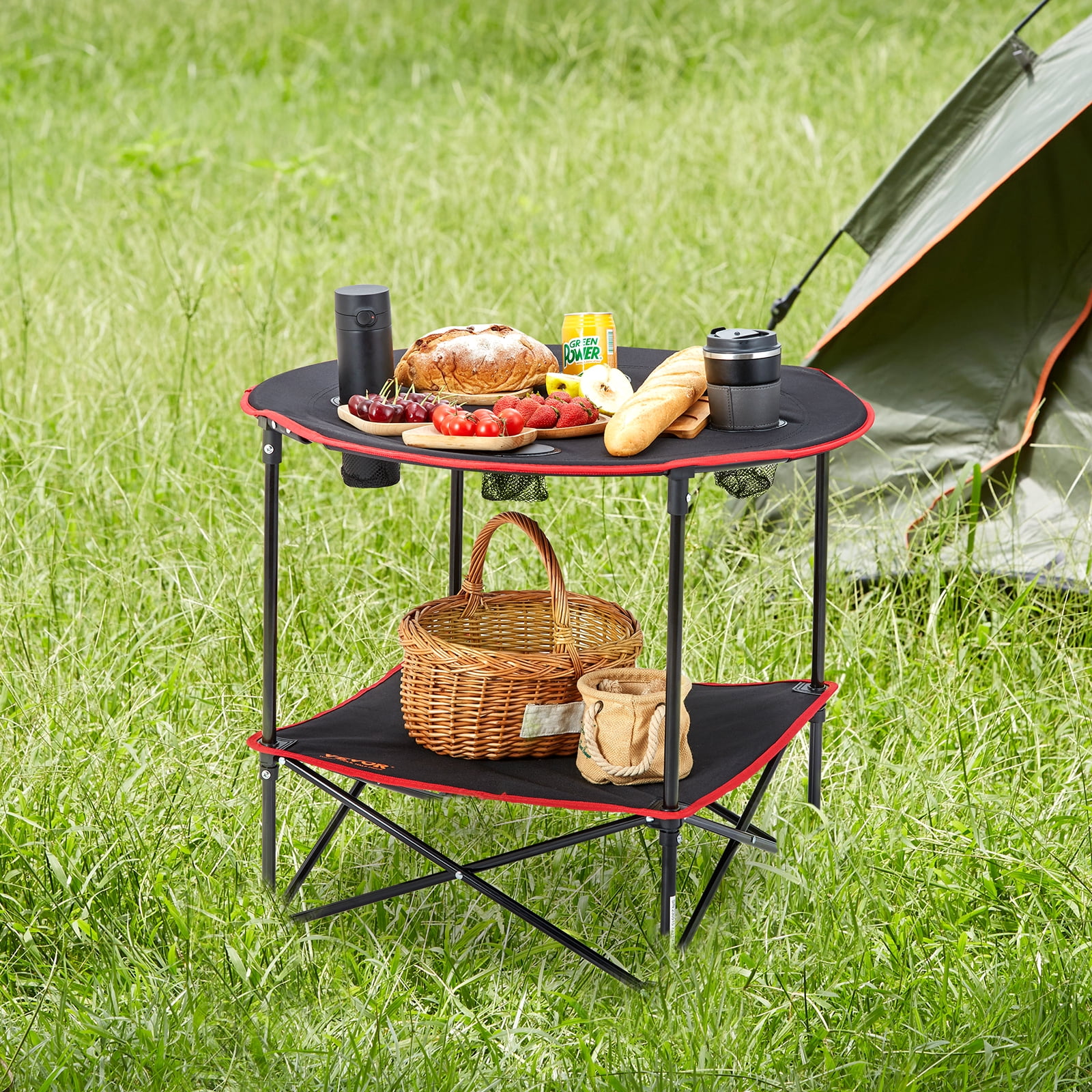 BENTISM Folding Portable Camping Table Fabric Steel Outdoor Table