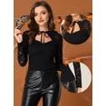 thumbnail image 2 of Top de encaje floral gótico Allegra K de manga larga con cuello de gargantilla para mujer Negro M, 2 of 4