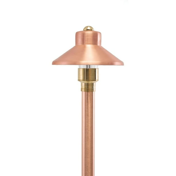 VOLT Flat Hat 12V Brass Path Light (7" Shade, 24" Tall