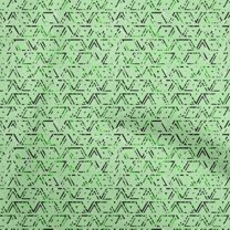 oneOone Polyester Lycra Green Fabric Geometric Fabric For Sewing Printed Craft Fabric By The Yard 56 Inch Wide