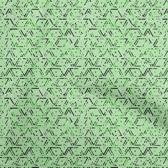 oneOone Polyester Lycra Green Fabric Geometric Fabric For Sewing Printed Craft Fabric By The Yard 56 Inch Wide