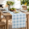 thumbnail image 2 of Table Runner 60 Inches Long for Kitchen Dining, Blue Checkered Dresser Scarf Farmhouse, Dining Table Decorations for Wedding/Parties, Blue White Buffalo Plaid 13 x 60 In, 2 of 9