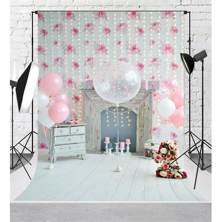 Greendecor Polyster Pink Birthday Theme Photoshoot Background 5x7ft