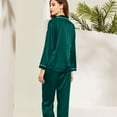 thumbnail image 2 of airplane travel pajama sets for women free lounge wear Women's Satin Solid Long Sleeve Pajama Set Comfort Loungewear, 2 of 4