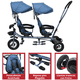 thumbnail image 4 of Triciclo Doble para Niños Asiento Giratorio Gemelar Luz Sonido Cinturón de Seguridad Llantas de Goma Apto a partir de 1 Año - Azul, 4 of 7