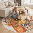 thumbnail image 2 of Round Area Rugs 4Ft, Bottle Pumpkins Fall Non-Slip Washable Circle Rugs Carpet, Thanksgiving Harvest Sunflowe Maple Indoor Outdoor Rug Floor Mats Throw Runner for Bedroom Living Room Bathroom, 2 of 8