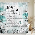 thumbnail image 3 of Bible Verse Inspirational Quote Green Floral Daisy Trust in The Lord Waterproof Fabric Shower Curtain, Rustic Farmhouse Butterfly Bathroom Shower Curtain with 12PCS Hooks, 60X70IN, 3 of 16