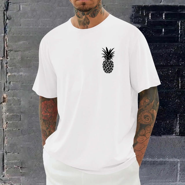 Ceisia T-Shirt à Manches Courtes et Col Rond Imprimé pour Hommes, Doux, Respirant, Extensible, Décontracté, Sport, Gym, Blanc, Cadeaux