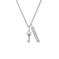 thumbnail image 2 of Delight Jewelry Silvertone Crown Key Silvertone Forever Bar Charm Necklace, 23", 2 of 4