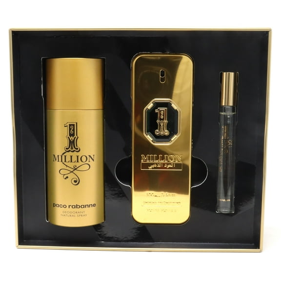 Paco Rabanne 1 Million Golden Oud 3pcs Gift Set For Men 100ml Parfum Intense   150ml Deodorant Spray   10ml Travel Spray