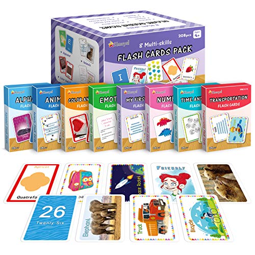 Numbers and Alphabets and Colors and Shapes 100 Cards with 200 Pictures Baby Learning Cards 4 Set Kids Flash Card Early Learning Cards Skill Development Educational Flash Cards Educational Toys