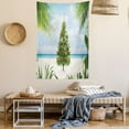 thumbnail image 2 of Christmas Tapestry, Tree with Tinsel and Ornaments Tropical Island Sandy Beach Party Theme, Wall Hanging for Bedroom Living Room Dorm Decor, 60W X 80L Inches, Green Blue Cream, by Ambesonne, 2 of 5