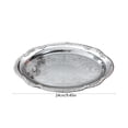 thumbnail image 3 of 1-Pack Serving Trays for Party - 7'' Oval Floral Engraved Serving Platters, Halloween Thanksgiving Mirror Tray for BBQ, Food, Appetizer, Charcuterie, Cookies, Desserts - Silver, 3 of 6
