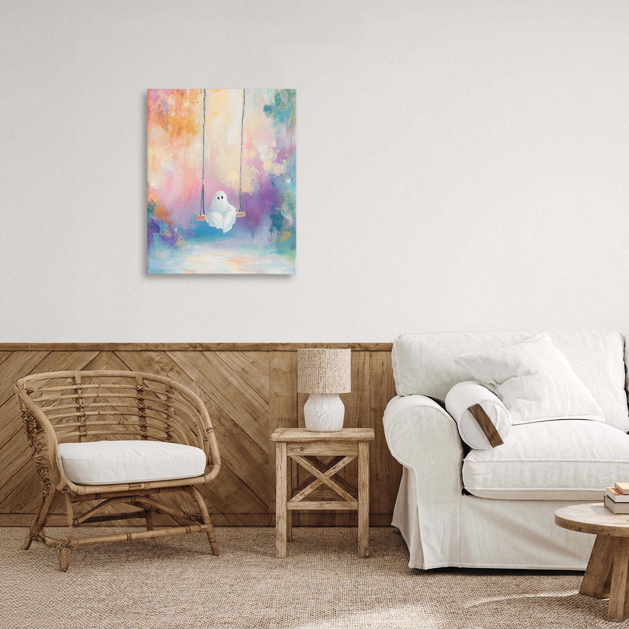 Stupell Industries Watercolor Ghost on Swing Canvas Wall Art, design by The Prints Vibe