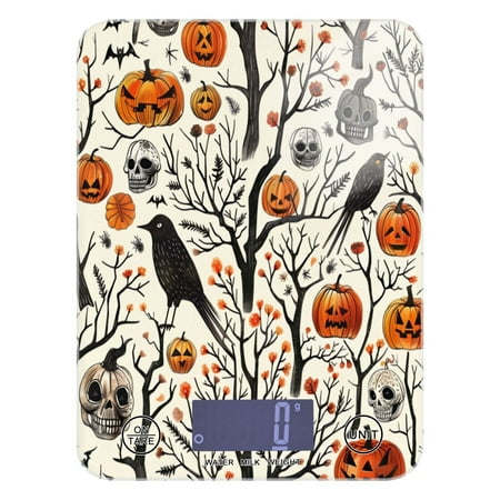 

Kitchen Electronic Scale Food Scale 7.68x5.71 inch Multifunctional Digital Kitchen Scale Tempered Glass Decorative Baking Cooking Meal Preparation Halloween Pumpkin