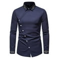 thumbnail image 3 of DDAPJ pyju Mens Dress Shirts Asymmetrical Hem Long Sleeve Button Down Shirts Gold Embroidered Luxury Tuxedo Shirt Wrinkle Free Formal Shirts Navy m, 3 of 9