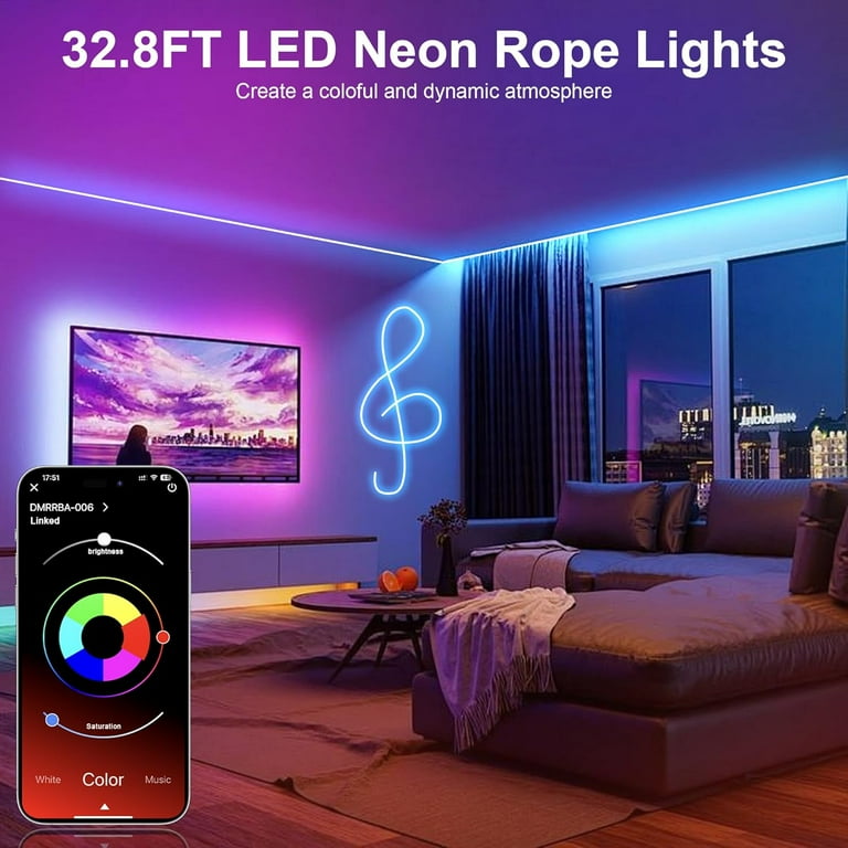 Nexillumi 32.8FT Neon LED Rope Lights IP67 Waterproof LED Lights