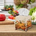 thumbnail image 4 of POLERO Square Tissue Box Cover, Waterproof Pu Leather Car Tissue Holder with Metal Button Thanksgiving Pumpkin Napkin Holder Organizer for Bathroom, Bedroom, Hotel, Office Desk 5.1"X5.1"X5.5", 4 of 7
