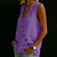 thumbnail image 5 of BUIGTTKLOP Cotton Linen Tank Tops for Women Asymmetrical Button down Sleeveless Shirts Casual V Neck Summer Tanks, 5 of 5