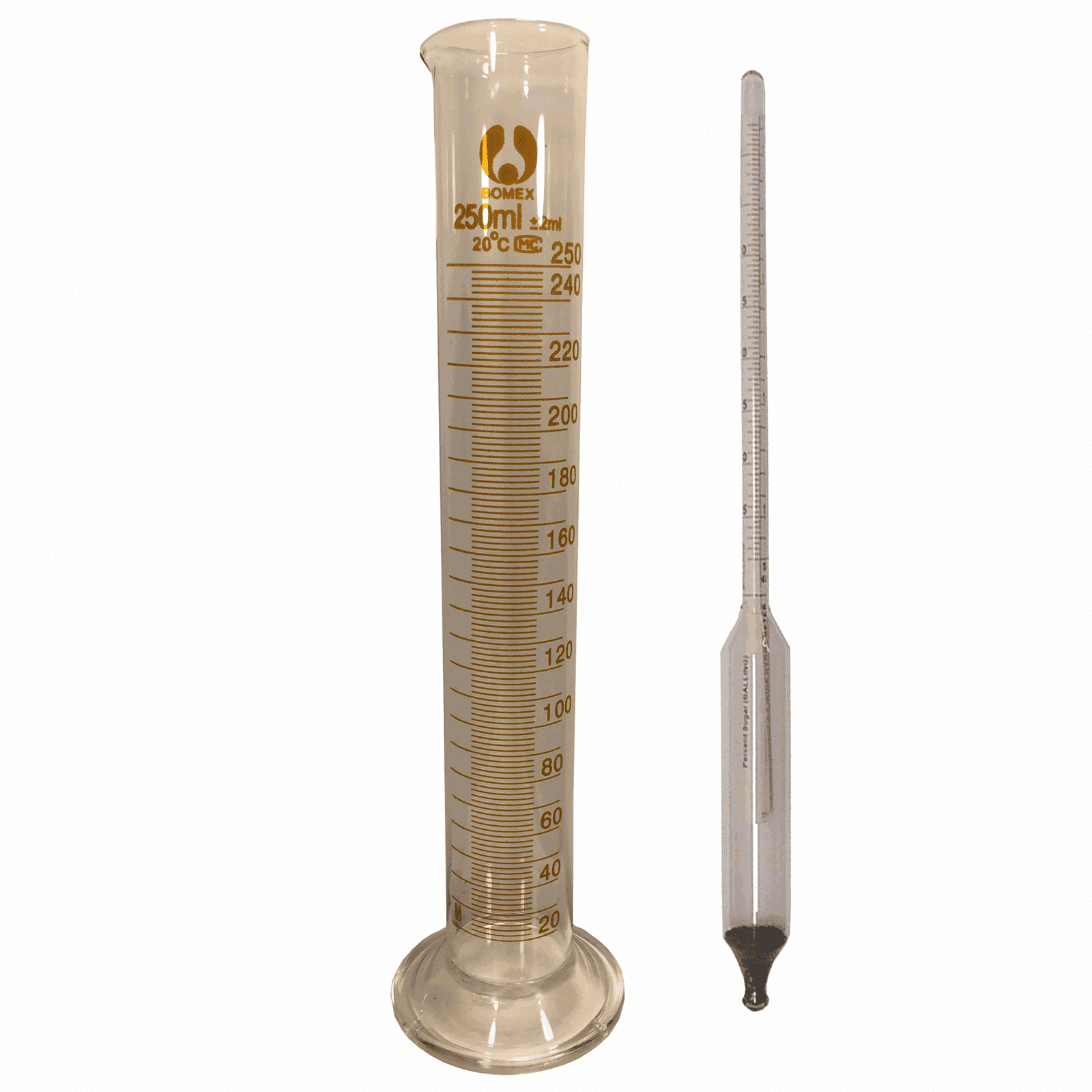Beer and Wine Hydrometer + Glass Test Jar Combo Homebrew Moonshine