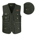 thumbnail image 5 of Chaleco Cargo zhang ming Multi Bolsillos Algodón Puro Suavizante Cremallera Verde XL, 5 of 5