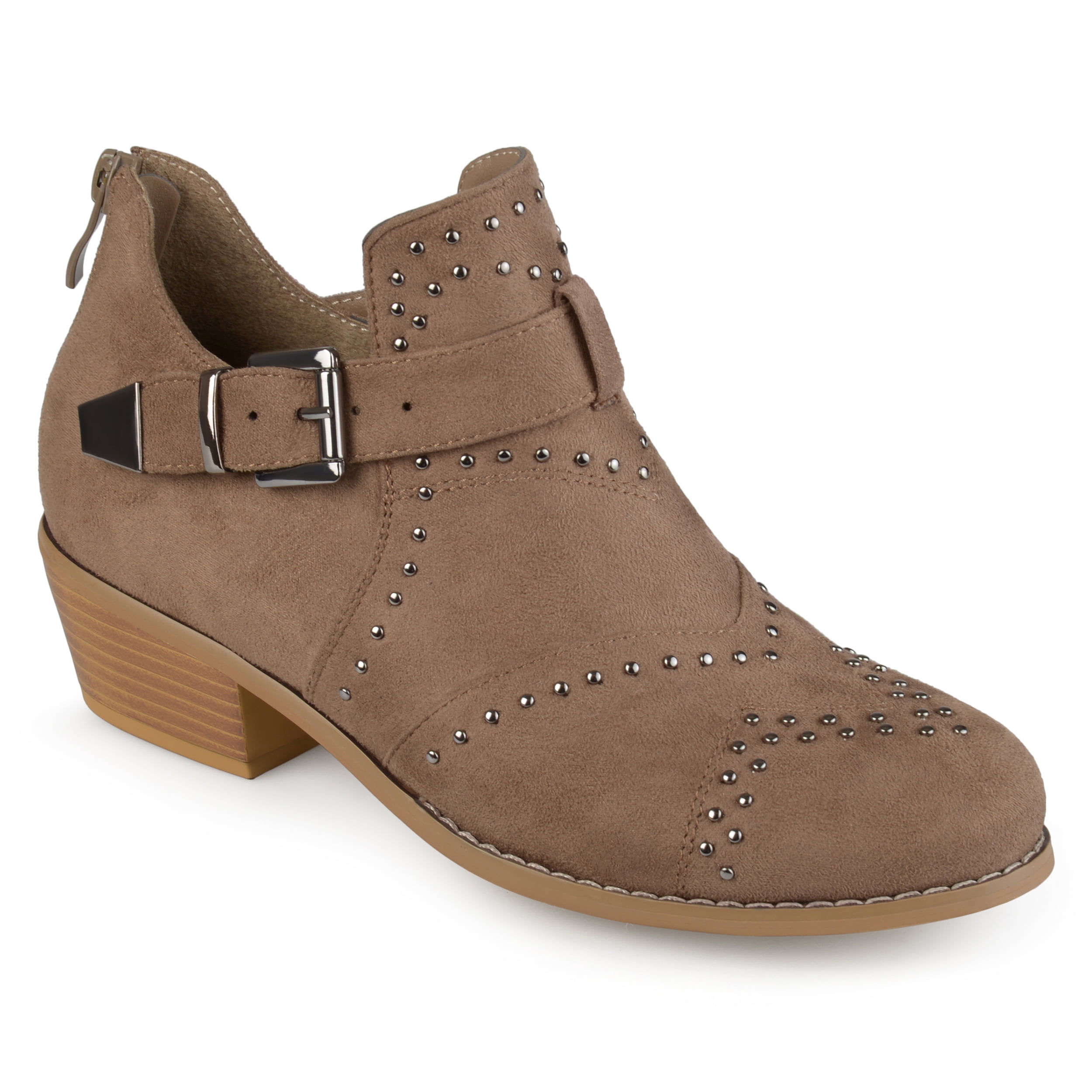 Brinley Co. Women's Faux Suede Decorative Ankle Strap Studded Booties