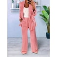 thumbnail image 3 of Women 2 Piece Outfits Plus Size Business Casual Long Sleeves Lapel Top Straight Leg Pants Suits Pink XXL, 3 of 4