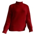 thumbnail image 5 of DuoJiaJ Womens Knit Sweater Batwing Sleeve Roll Neck Europe & America Style | Cozy Winter Wear Womens Blouses Long Sleeve Red S, 5 of 5