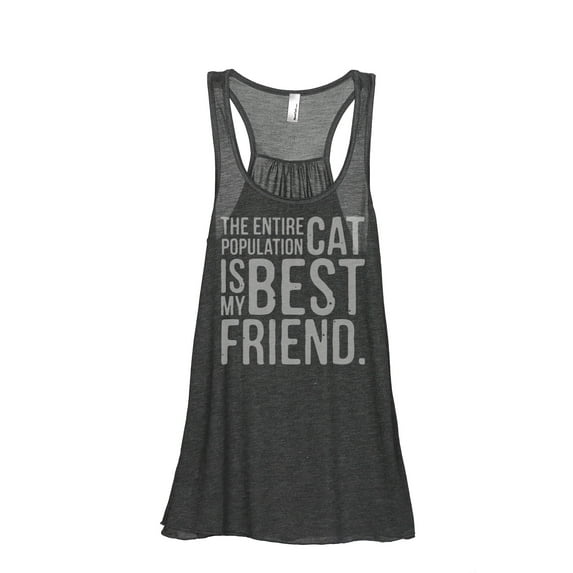 The Entire Cat Population Is My Best Friend Women's Fashion Sleeveless Flowy Racerback Tank Top Char