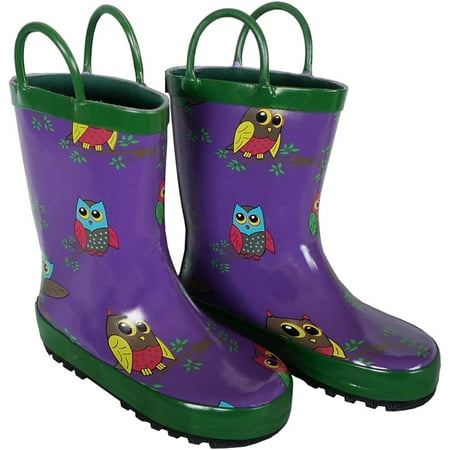 

Cynthiady Purple with Owl Rubber Boots Size 13