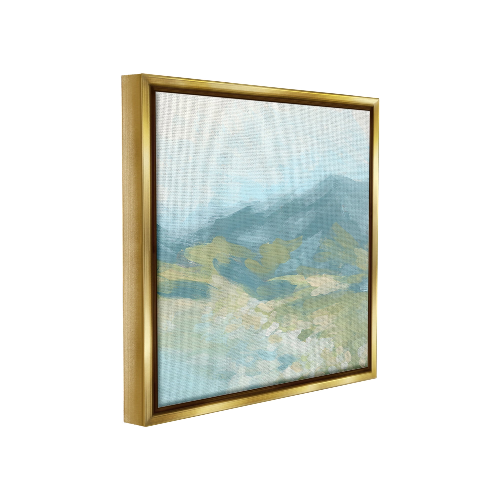 Stupell Industries Murky Mountain Valley Landscape Painting Gold Floater Framed Canvas Art Print Wall Art, 18 x 18
