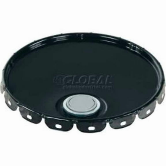 Vestil Manufacturing 987438 5 gal Spout-Top Lug Cover Lid LID-STL-S for Open Head Steel Pails - Black