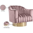 thumbnail image 6 of Meridian Furniture Farrah Pink Velvet Swivel Accent Chair, 6 of 14