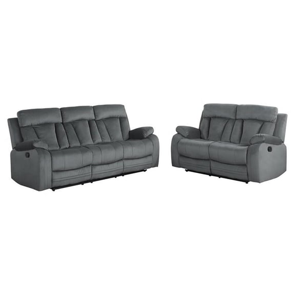 Titan Furnishings Transitional Microfiber Fabric Sofa and Loveseat in Gray