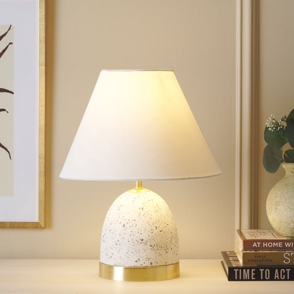 Safavieh Nicolai 12" Coastal Terrazo/Iron Pipe Table Lamp, White/Gold