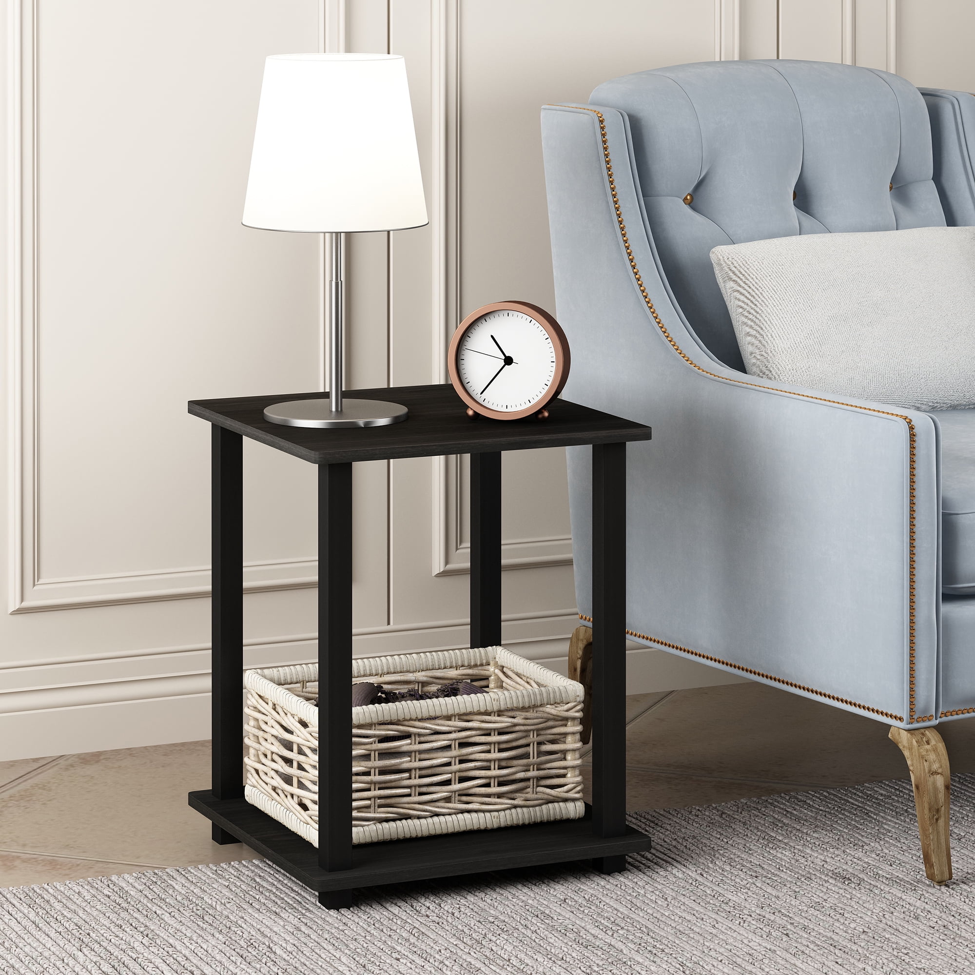 Furinno Simplistic End Table, Set of Two, Espresso/Black