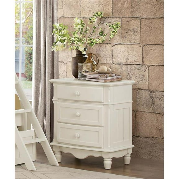 Lexicon Traditional Wood and MDF Board Night Stand in White Finish