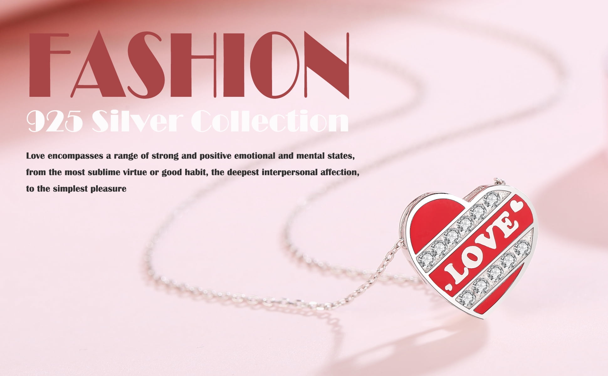 925 Sterling Silver 5A CZ Diamond Enamel Pendant Necklace for Women, Mother's Day