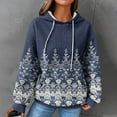 thumbnail image 2 of WREESH Women's Fall Fashion Waffle Hoodies Warm Drawstring Long Sleeve Casual Printed Hooded Top Navy, 2 of 5