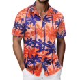 thumbnail image 2 of Hawaiian Shirt for Men Summer Short Sleeve Button Up Notch Collar Tropical Print Beach Shirts Vacation Outfits, 2 of 5