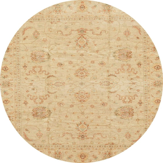 Ahgly Company Indoor Round Abstract Yellow Oriental Area Rugs, 5' Round