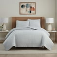 thumbnail image 3 of Host & Home Microfiber Quilt Set, Cozy Brushed Microfiber with 120GSM Poly Fill, 2 Shams, Full/Queen, Light Grey, 3 of 8