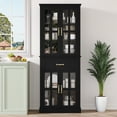 thumbnail image 4 of Homfa Modern Storage Cabinet with Glass Doors, 71'' Kitchen Pantry with Adjustable Shelves, Wood Bookcase, Black, 4 of 10